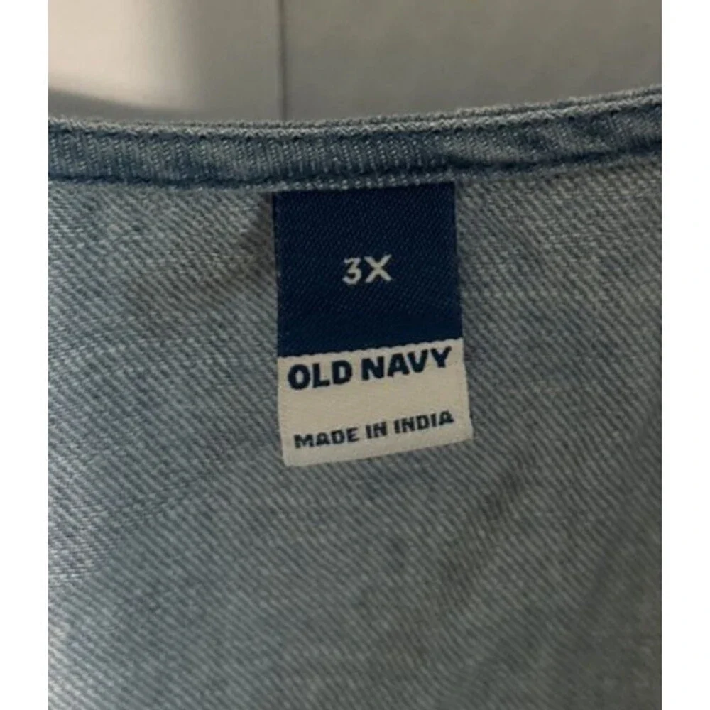 Old Navy Woman Blue Jean Shirt Top 3x Sleeveless Chest 55